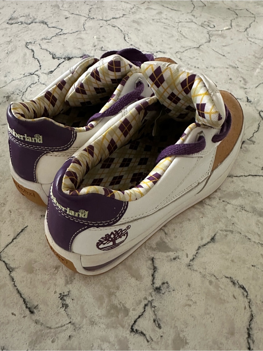 Timberland Vintage Y2K Women Plaid Leather Sneakers Ostrich US 81⁄2